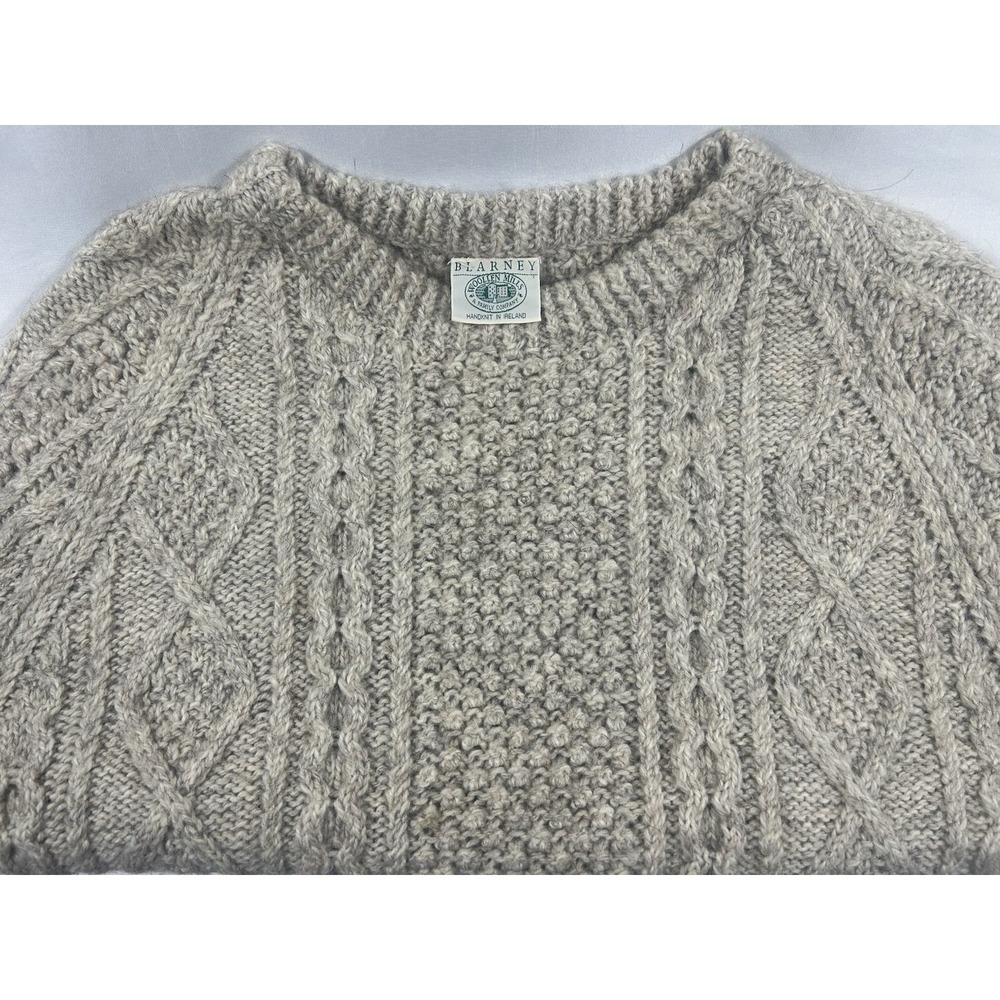 VTG Blarney Woollen Mills Sweater Men's XL Aran Cable HandKnit Fisherman Ireland
